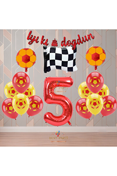 BEST PARTİ Best Yellow-Red Football Fan-Themed Birthday Party Set Age-5