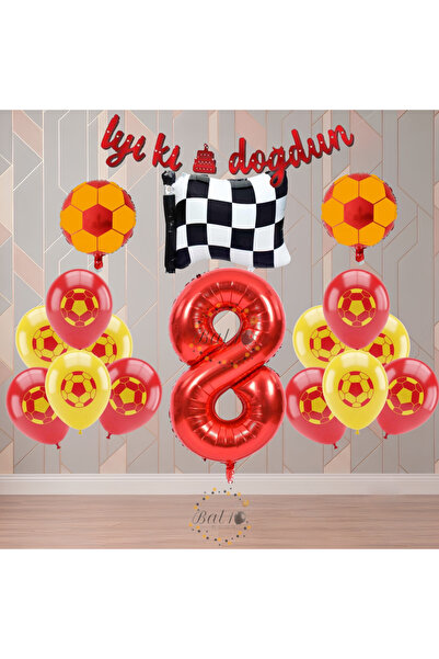 BAL10 DÜNYASI Bal10 Yellow-Red Football Fan Themed Birthday Party Set Age-8