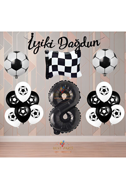 BEST PARTİ Best Black-White Football Fan-Themed Birthday Party Set Age-8