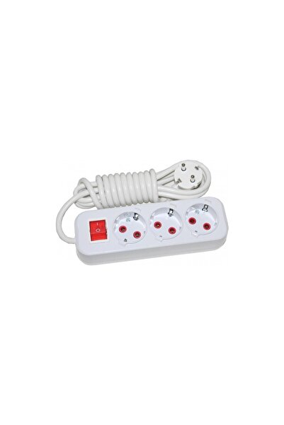 PİRAMİT ANAHTARLI 3 LÜ 2 METRE KABLOLU GRUP PRİZ TOPRAKLI