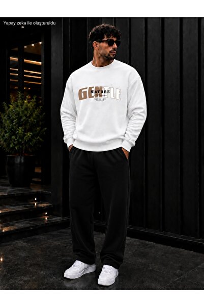 caddekombin Men's Entle Nature Typography Printed Crew Neck Regular Fit Men's...