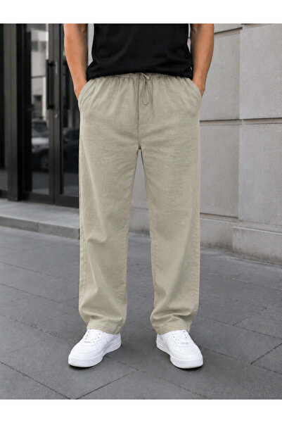 by fiyaka fashion Men's Raw Linen Premium Quality Baggy Pants (No Showing Sea...