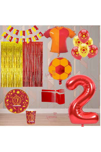 RÖNESANS PARTİ Rönesans 2 Year Old Yellow Red Themed Fan Luxury Birthday Part...