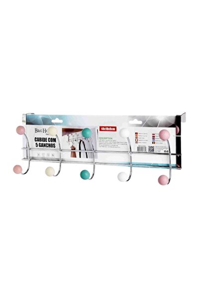 NO BRAND Μεταλλική κρεμάστρα πόρτας 5 θέσεων - 57609