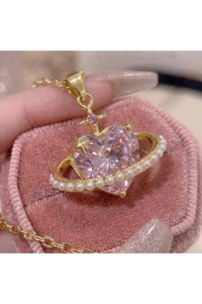 Heda Jewelry قلادة على شكل قلب مداري - قلادة مستوحاة من ساتورن نانا أوساكي با...
