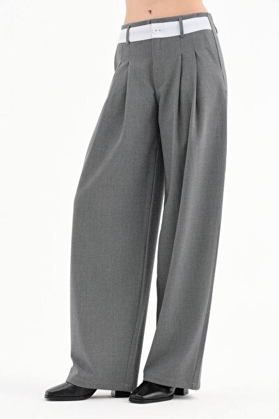 tw3 Women's Pleated Design Trousers with Garni Fabric Detail on the Front