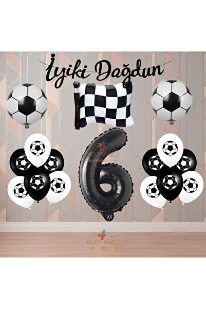 BEST PARTİ Best Black-White Football Fan-Themed Birthday Party Set Age-6