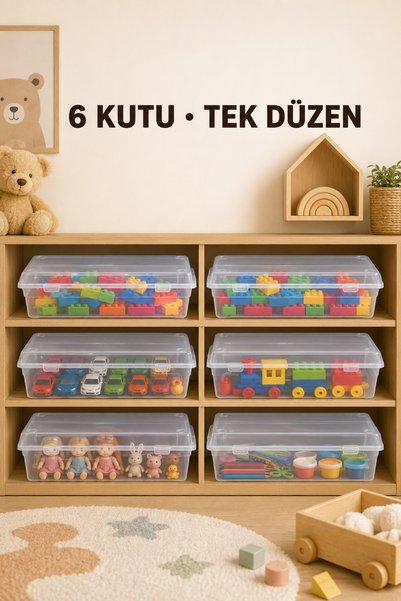 Nex10 6-Pack Toy Storage Box with Clear Lid, Building Blocks and Car Organizer