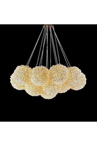 RFAN Candelabru LED RFAN, Model H98022-7, Textură de cristal, Metal, 7 x G9, Auriu