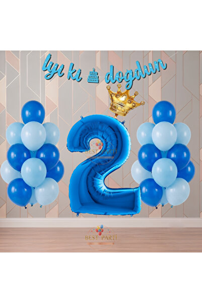 BEST PARTİ Best Blue Color Themed Numbered Birthday Party Set Age-2