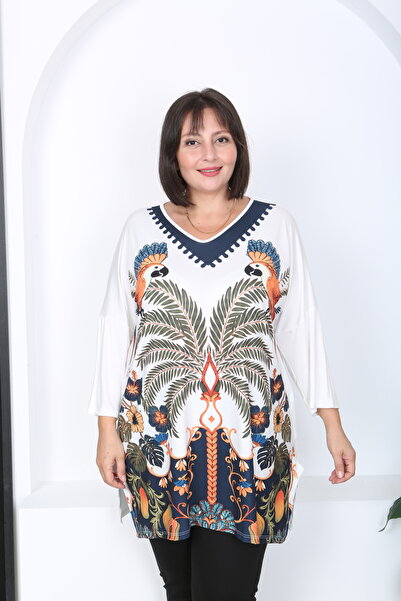 XL Modam Women's Lycra Viscose V-Neck Plus Size Tunic