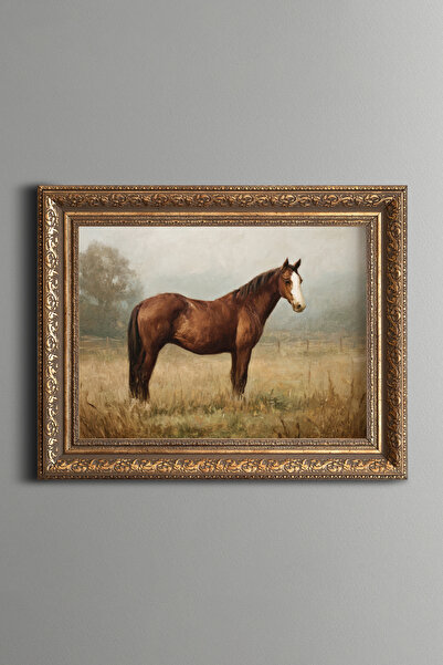 epiqart Brown Horse - Vintage Patterned Painting - Thick Model