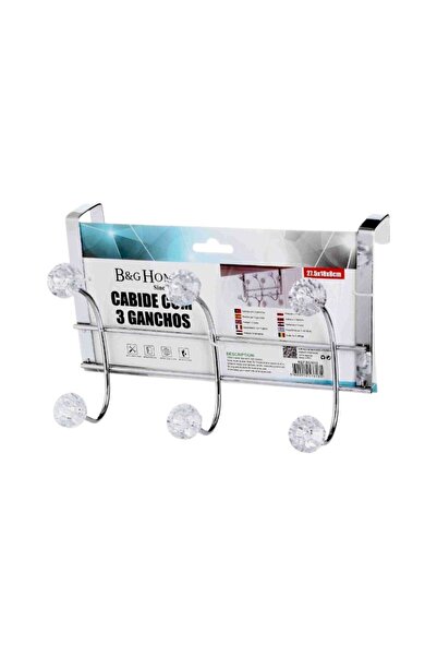 NO BRAND Μεταλλική κρεμάστρα πόρτας 3 θέσεων - 57613