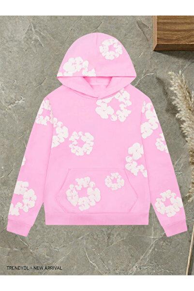 classy moda (Unisex)Oversize Hoodie- 3D Puff Fluffy Floral Printed Cotton 3-T...