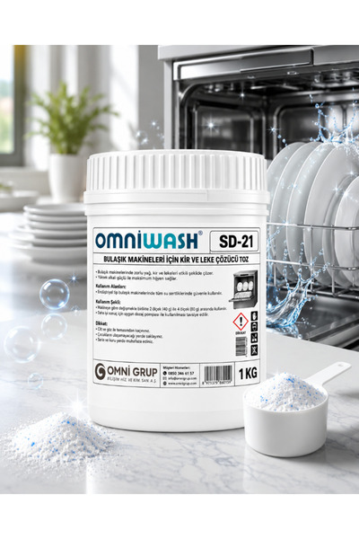 Omniwash SD-21 Bulaşık Makineleri İçin Konsantre Kir ve Leke Çözücü Toz 1 KG
