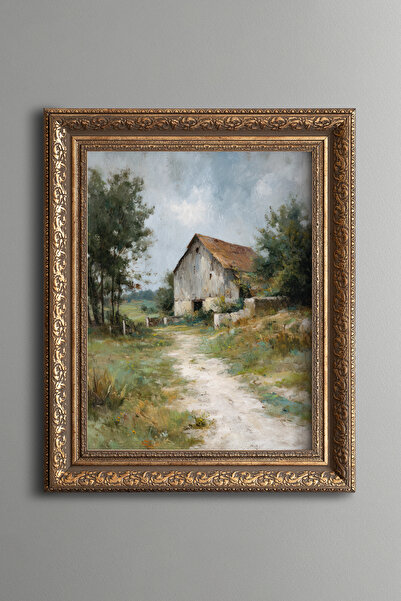 epiqart Village House - Vintage Patterned Painting - Thick Model