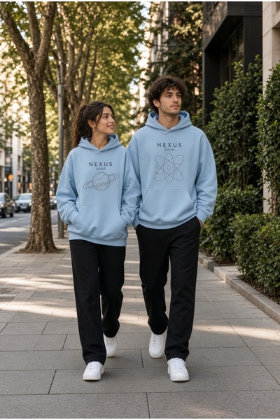 Baycombine35 Nexus Orbit Lover Combination Blue Black 3 Thread Oversize Sweat...
