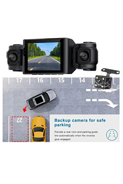 luxorya velar Cameră de bord de marcă, Full HD 1080P, 4 canale, cameră frontală, interioră, stânga și dreapta pentru viziune nocturnă, WiFi și aplicație, Senzor G