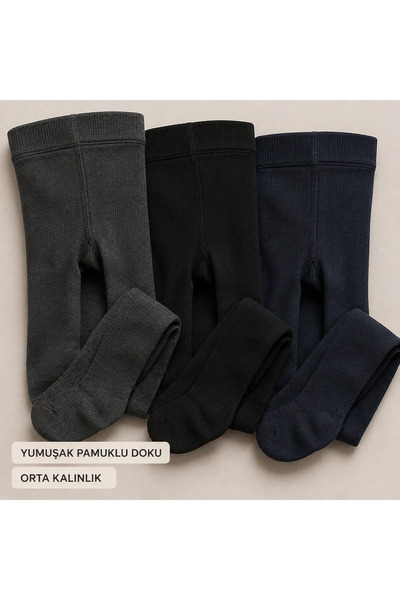 ESES BEBE Unisex Bebek Çocuk Pamuklu Düz Külotlu Çorap 5'li Paket Karışık Renkler 0-11 Yaş
