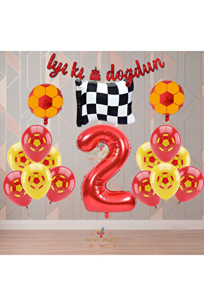 BEST PARTİ Best Yellow-Red Football Fan-Themed Birthday Party Set Age-2