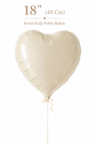 BalonArt Krem Kalp Folyo Balon 18 İnç 45 Cm Doğum Günü Romantik Parti Süsleme...