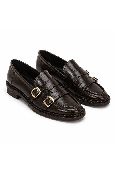 PATRON SHOES Women's Double Buckle Loafer Shoes – Shiny Look Casual Classic M...