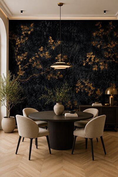 dreamwall Gece Bahçesi- Çiçek Desenli Tek Parça Tekstil Duvar Kağıdı