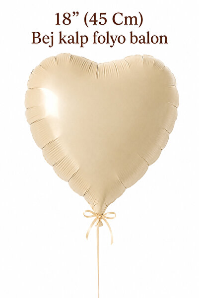 BalonArt Bej Kalp Folyo Balon 18 İnç 45 Cm Doğum Günü Romantik Parti Süsleme ...