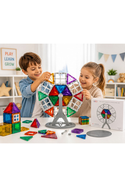 MNTL 46 PARÇA MANYETİK DÖNME DOLAP YAPI SETİ - MAGNETİC FERRİS WHEEL EĞİTİCİ ...