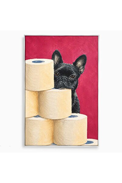 Luxcanva Tablou Canvas Bulldog Francez Jucaus 70x100 cm cu Rama Argintiu Bull...
