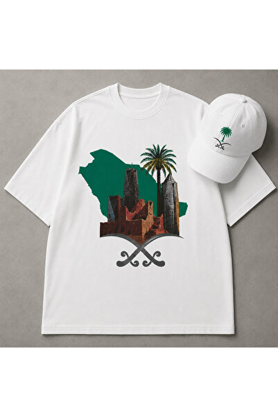 ZAVIXO Saudi Arabia National Day Women's T-Shirt Hat Set 2-Piece Set White 10...