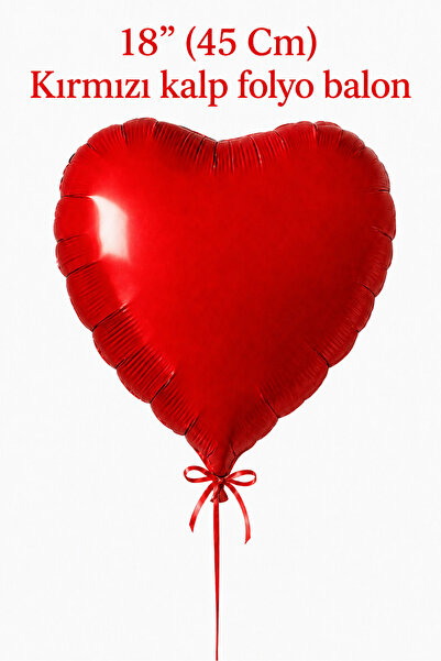 BalonArt Kırmızı Kalp Folyo Balon 18 İnç 45 Cm Sevgililer Günü Romantik Sürpr...