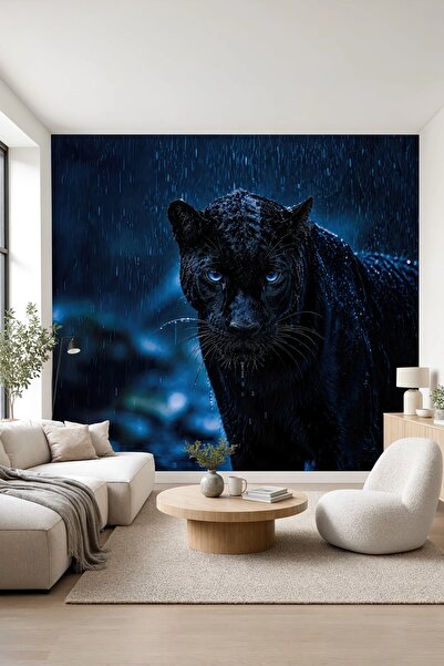 dreamwall Yağmurun Gözcüsü Panter- Hayvan Desenli Tek Parça Tekstil Duvar Kağıdı