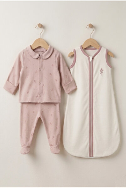 Kuarks Baby Cotton Pajama Set and Zippered Sleeping Bag 2-Piece Sleep Set