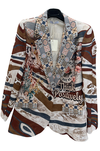Generic Brand Sacou oversize dama casual maro animal print