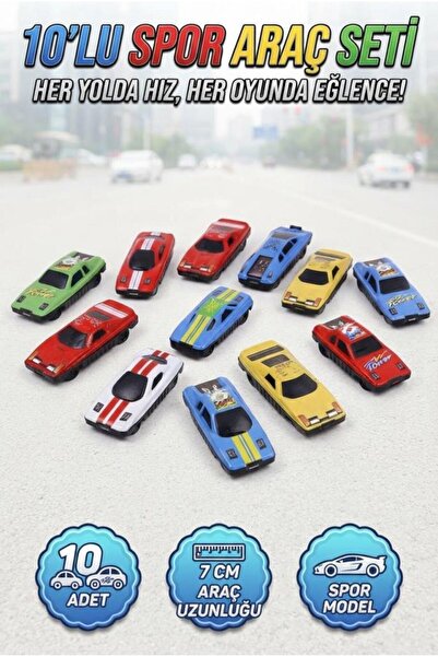 Tıfıl Toys 10-Piece Sports Car Set 7 cm Speed on Any Track Fun in Every Race ...