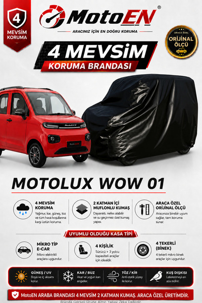 MotoEN Motolux WOW01 Elektrikli Micro Araba Brandası Oto Branda SİYAH Su Geçi...
