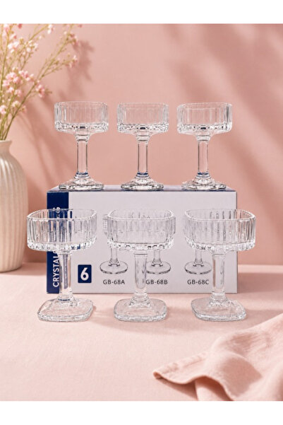 ALİNA HOME 6-Piece Glass Stand for Presentation/Display of Turkish Delight 8*6cm