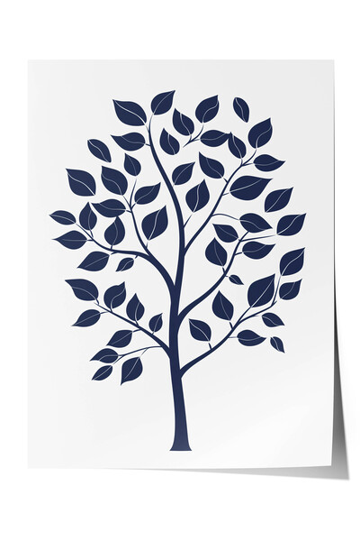 Zestia Poster Premium Minimalist, Copac cu frunze în albastru marin, Nr.: 20654