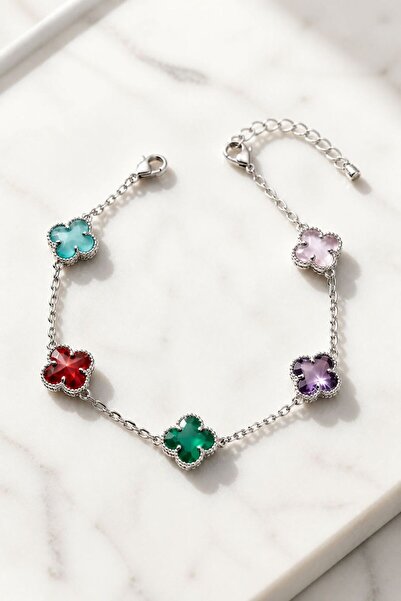 LYKOS Women's Colorful Lucky Clover Bracelet (Shipped with Box)