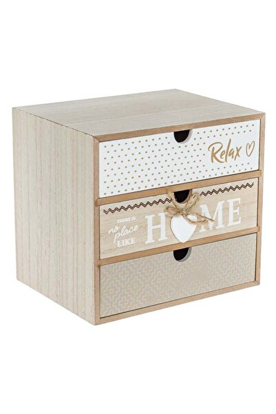 CATIANO Cutie Decorativa din Lemn Home Inima cu 3 Sertare 20x15x18cm