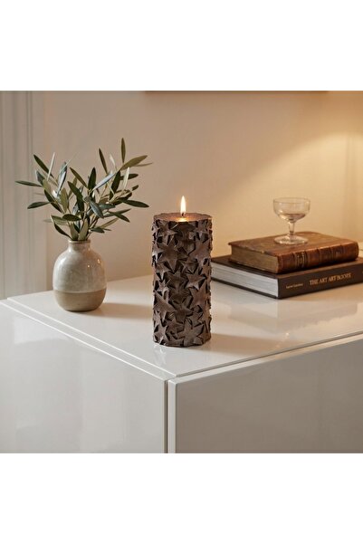 Ornament24 Lumanare decorativa cilindrica cu stele, ornament festiv pentru ma...