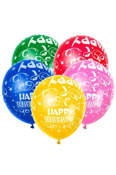 CATIANO Baloane de Petrecere ”HAPPY BIRTHDAY” de Diferite Culori 30cm - 20buc