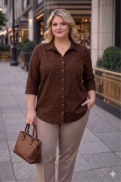 EMZAGİYİM Cotton Voile Pocket Embroidered Shirt