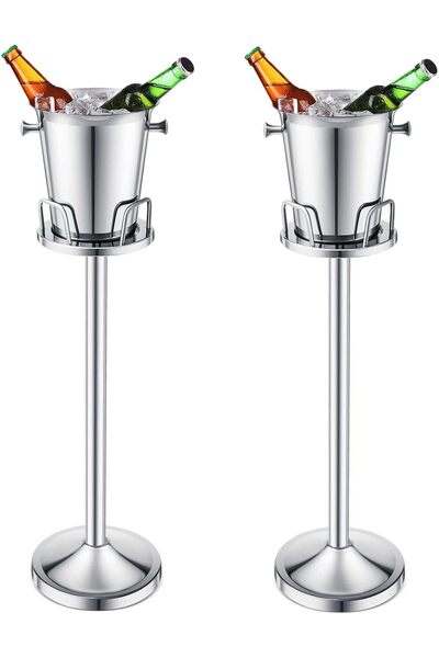 KH Royal Lallisa 2 Pieces Wine Ice Bucket with Stand Stainless Steel Standing...