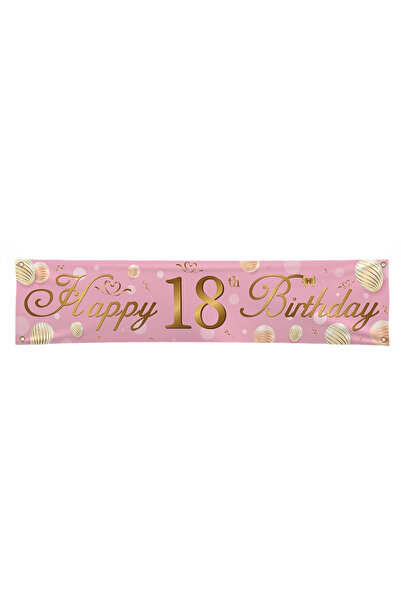 OtherMax Ghirlandă pentru 18 ani, Roz, Decor Petrecere, 180x40cm — banner 18 ...