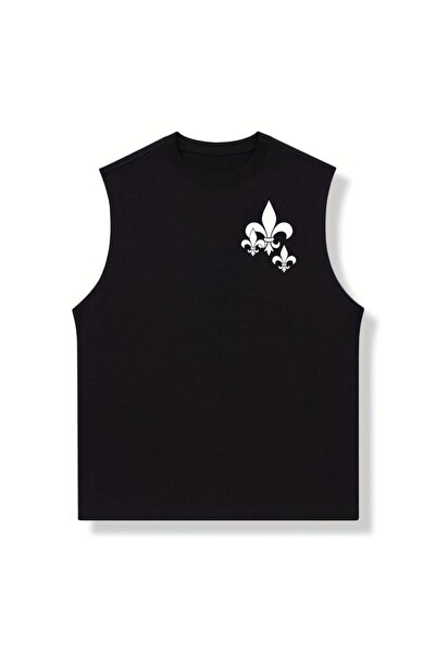 classy moda Oversize Relaxed Fit Back and Chest Printed Black Men's Tank Top ...