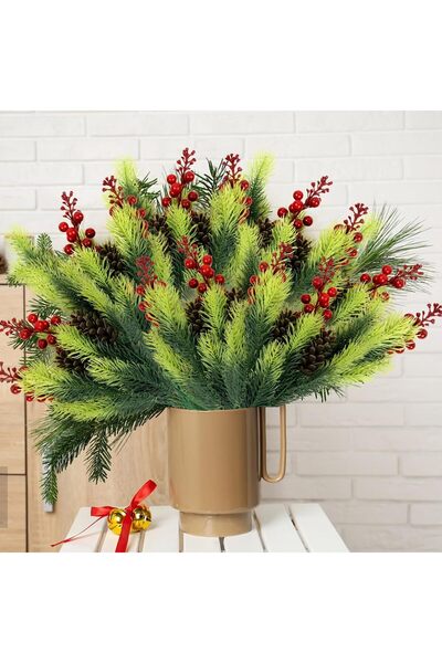 OtherMax Ramuri Artificiale de Brad Decorative de Crăciun 8 Bucăți Verzi 38 cm — crengi brad artificial, deco