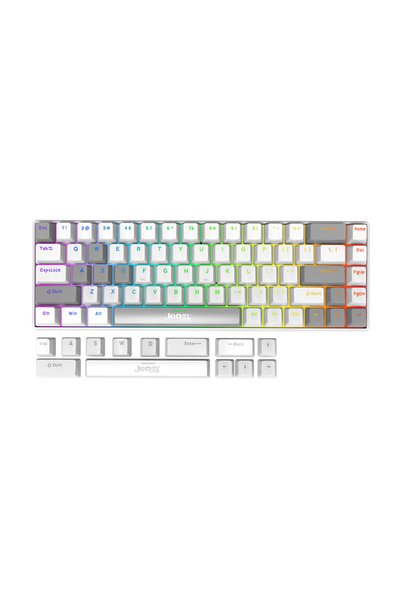 ttech bilişim JEDEL KL141 TYPE-C MİNİ MEKANİK KLAVYE BEYAZ RED SWİTCH 68 TUŞLU