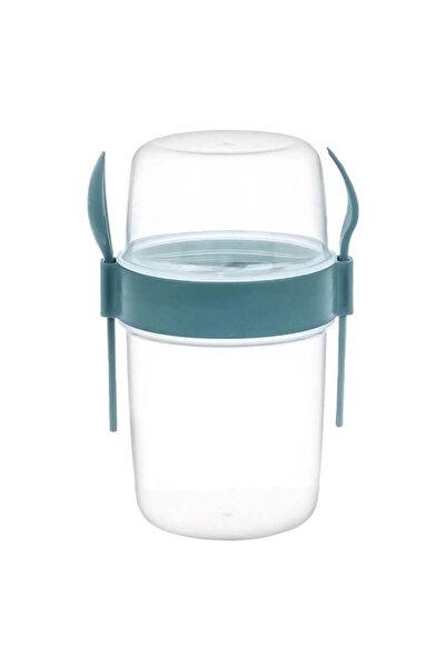 CATIANO Caserola dubla din plastic cu furculita & lingura turcoaz take away 1.1l